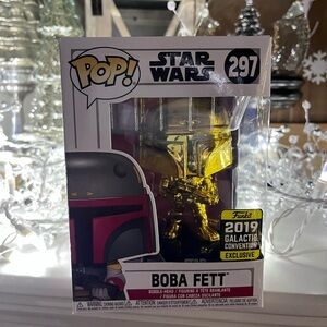 Funko Pop Star Wars Boba Fett Gold #297 Vinyl Bobble-Head Convention Exclusive